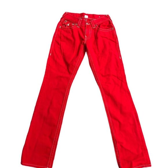 VINTAGE True Religion Jeans Size 27 STRAIGHT RED - Picture 6 of 9